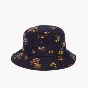Madewell | Short-Brimmed Corduroy Bucket Hat in Forest Floral | Navy | M/L